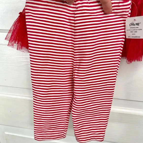Little Me Baby Girls Red Sparkle Tree Dress Set Leggings Headband Sz 3 mo - Picture 6 of 9